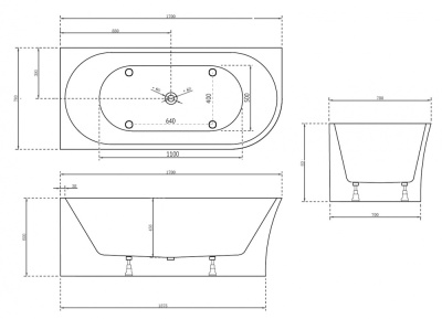ABBER Акриловая ванна 170x78x60 AB9257-1.7 L от интернет-магазина Purezza 