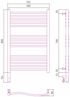 Сунержа Флюид 3.0 Электрический полотенцесушитель 800х500 от интернет-магазина Purezza 