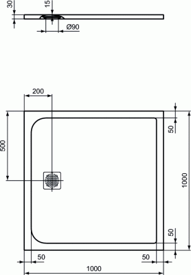 Ideal Standard ULTRAFLAT S Квадратный мраморный душевой поддон 100х100 Белый от интернет-магазина Purezza 