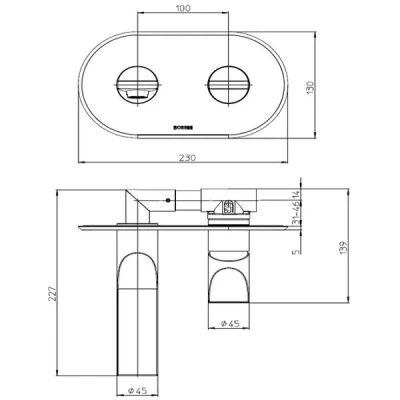 BOSSINI Apice Смеситель для раковины из стены, однорычажный Z00549.073 Матовый черный от интернет-магазина Purezza 