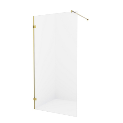 New Trendy AVEXA GOLD BRUSHED Душевая перегородка, длина 500-1400 мм, профиль брашированное золото, стекло прозрачное, толщина стекла 6 мм от интернет-магазина Purezza 