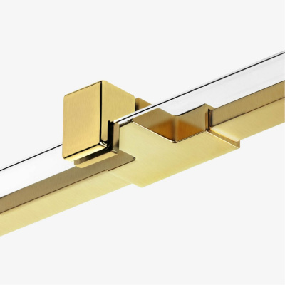New Trendy AVEXA GOLD BRUSHED Душевая перегородка, длина 500-1400 мм, профиль брашированное золото, стекло прозрачное, толщина стекла 6 мм от интернет-магазина Purezza 