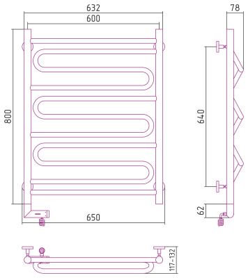 Сунержа Элегия 2.0 Электрический полотенцесушитель 800х600 Матовый черный от интернет-магазина Purezza 