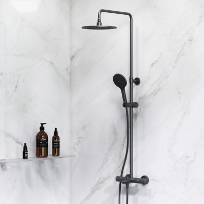 AM.PM Like Душевая система c термостатом F0780522 Черный от интернет-магазина Purezza 