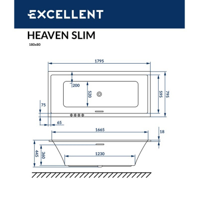 Excellent Heaven Slim Акриловая ванна 179.5х79.5 WAEX.HEV18WHS от интернет-магазина Purezza 