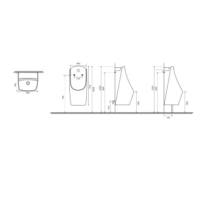 SantiLine Писсуар настенный, функция электронного смыва SL-6004MB Черный матовый от интернет-магазина Purezza 