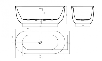 Belbagno Овальная акриловая ванна в комплекте со сливом-переливом 170x77x60 BB706-1700-770 от интернет-магазина Purezza 