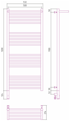 Сунержа Богема с полкой 3.0 Электрический полотенцесушитель 1200х500 Сатин от интернет-магазина Purezza 