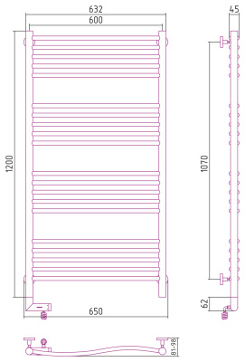 Сунержа Флюид 2.0 Электрический полотенцесушитель 1200х600 от интернет-магазина Purezza 
