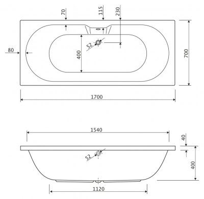 Cezares Calisto Акриловая ванна 170х70 CALISTO-170-70-45-W37 от интернет-магазина Purezza 