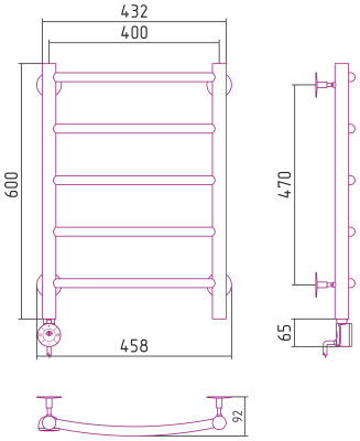 Стилье Формат 12 Электрический полотенцесушитель 600х400 Матовый белый от интернет-магазина Purezza 