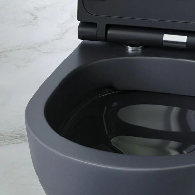 AM.PM Spirit 2.0 Унитаз подвесной безободковый с сиденьем C701700MBSC Черный от интернет-магазина Purezza 