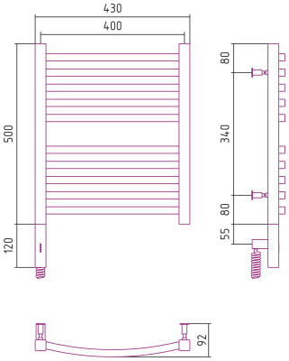 Сунержа Аркус 3.0 Электрический полотенцесушитель 500х400 от интернет-магазина Purezza 