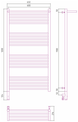 Сунержа Богема с полкой 3.0 Электрический полотенцесушитель 1200х600 Сатин от интернет-магазина Purezza 