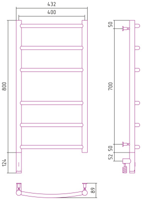 Сунержа Галант 3.0 Электрический полотенцесушитель 800х400 Состаренная бронза от интернет-магазина Purezza 
