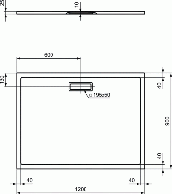 Ideal Standard ULTRAFLAT прямоугольный черный поддон 120х90 от интернет-магазина Purezza 