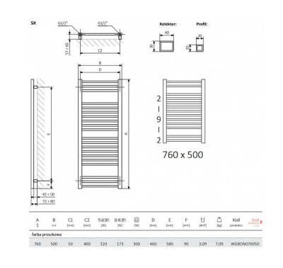 Terma Bone Полотенцесушитель электрический лесенка 76x50, черный матовый от интернет-магазина Purezza 