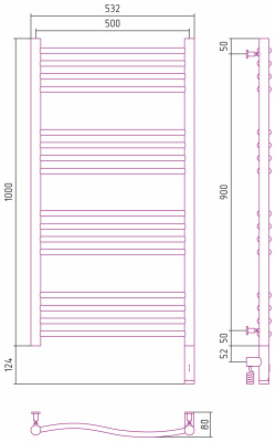 Сунержа Флюид 3.0 Электрический полотенцесушитель 1000х500 от интернет-магазина Purezza 