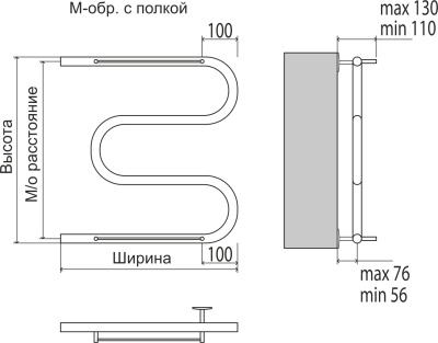 Terminus М-обр с/п AISI 32х2 Водяной полотенцесушитель 500х700 4620768880353 Нержавеющая сталь от интернет-магазина Purezza 