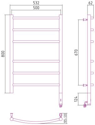 Сунержа Галант МЭМ Электрический полотенцесушитель 800x500 Матовый черный от интернет-магазина Purezza 