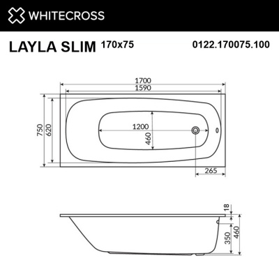 Whitecross Layla Slim Акриловая ванна 170х75 0122.170075.100 от интернет-магазина Purezza 