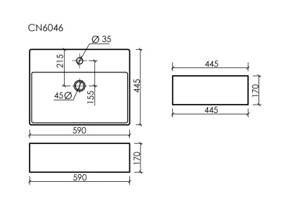 Ceramicanova Element Умывальник чаша накладная прямоугольная 59х44,5 CN6046 Белый от интернет-магазина Purezza 