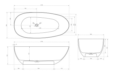 ABBER Karbon Карбоновая ванна 170х80х55 AK9011-1.7 Черный от интернет-магазина Purezza 