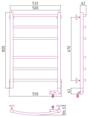 Сунержа Галант 2.0 Электрический полотенцесушитель 800х500 Матовый черный от интернет-магазина Purezza 