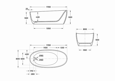 Maxonor OCULTO Ванна из углеродного волокна 1700х800х630 PL-BT5701-27 Уголь от интернет-магазина Purezza 