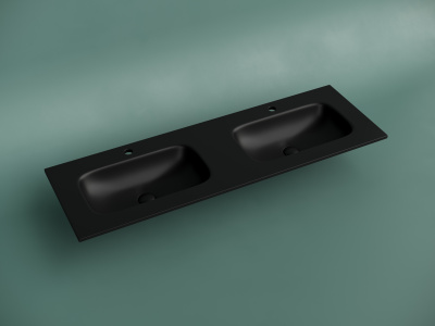 Ceramicanova Grace Раковина накладная с двумя чашами и двумя отверстиями под смеситель 141х45,7 CN7022MB Черный матовый от интернет-магазина Purezza 