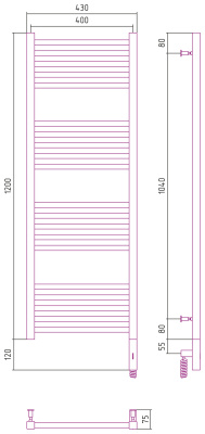 Сунержа Модус 3.0 Электрический полотенцесушитель 1200х400 от интернет-магазина Purezza 