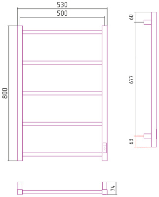 Сунержа Стилье Формат 26 Электрический полотенцесушитель 800х500 Черный от интернет-магазина Purezza 