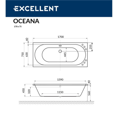 Excellent Oceana Акриловая ванна 170х75 WAEX.OCE17WH от интернет-магазина Purezza 