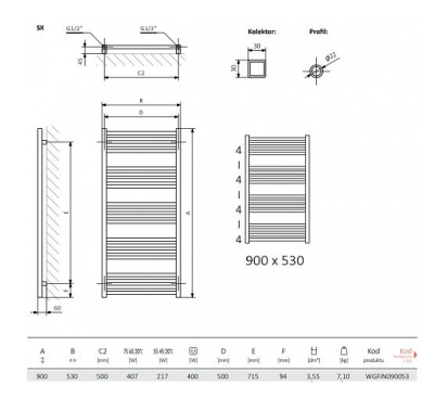Terma Fiona Полотенцесушитель электрический лесенка 90х53, черный матовый от интернет-магазина Purezza 