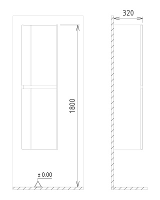ORKA Likya 40 Пенал универсальный 40x32x138 Белый матовый, арт. 3001083 от интернет-магазина Purezza 