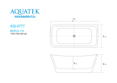 Aquatek Верса Акриловая ванна 170х78х63 AQ-4777 от интернет-магазина Purezza 
