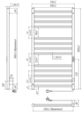 INDIGO Attic Romb Полотенцесушитель электрический 1000х500 LСLATCRE100-50Rt Полированный от интернет-магазина Purezza 