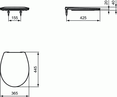 Ideal Standard Сиденье и крышка с функцией плавного закрытия (стальные винты, пластиковые кожухи) дюропласт E131801 Белый от интернет-магазина Purezza 