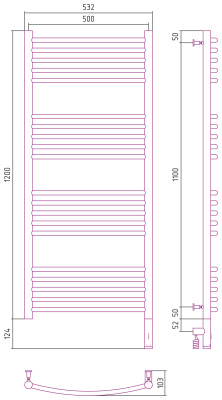 Сунержа Богема 3.0 выгнутая Электрический полотенцесушитель 1200х500 Матовый черный от интернет-магазина Purezza 