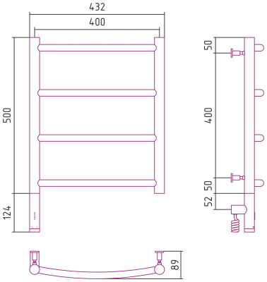 Сунержа Галант 3.0 Электрический полотенцесушитель 500х400 Белый от интернет-магазина Purezza 