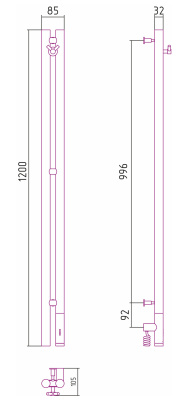 Сунержа Нюанс 3.0 Электрический полотенцесушитель 1200 Состаренная латунь от интернет-магазина Purezza 