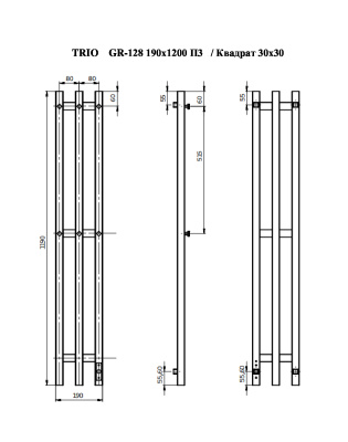 Grois Trio Полотенцесушитель электрический GR128 19х120 П3 9016 Белый от интернет-магазина Purezza 