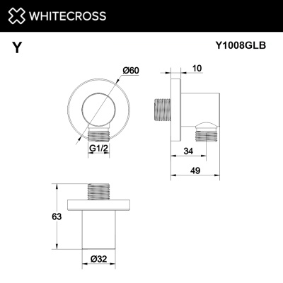 Whitecross Шланговое подсоединение Y1008GLB Брашированное золото от интернет-магазина Purezza 