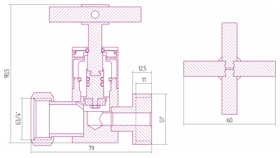 Сунержа Вентиль прямой (крест) G 1" нар.р. / G 3/4" н. г. 27-1305-0134 Пастельно-синий от интернет-магазина Purezza 