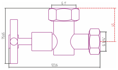 Стилье Вентиль запорный крестовой G 1" НГ х G 3/4" НГ 01002-1034 от интернет-магазина Purezza 