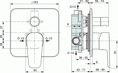 Ideal Standard BD002XC ESLA Промо комплект 6 в1 (BC224AA + B9445AA + B2619AA + B0387MY + A6947AA + B9448AA) от интернет-магазина Purezza 