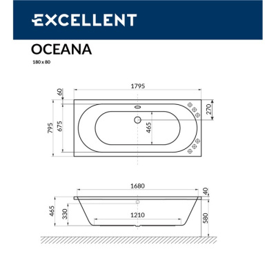 Excellent Oceana Акриловая ванна 179.5х79.5 WAEX.OCE18WH от интернет-магазина Purezza 