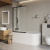 Belbagno LUCE-VF-11 Душевая шторка на ванну, ширина 800 мм - 1000 мм, цвет профиля черный матовый, стекло прозрачное от интернет-магазина Purezza 