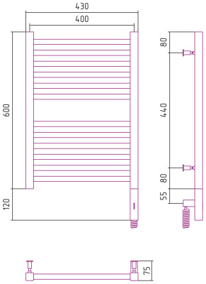 Сунержа Модус 3.0 Электрический полотенцесушитель 600х400 Матовый черный от интернет-магазина Purezza 