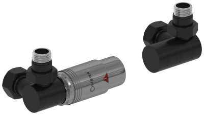 Сунержа Автоматический терморегулятор 3D G 1/2" НР х G 3/4" НГ (набор) Матовый черный/Черный хром от интернет-магазина Purezza 